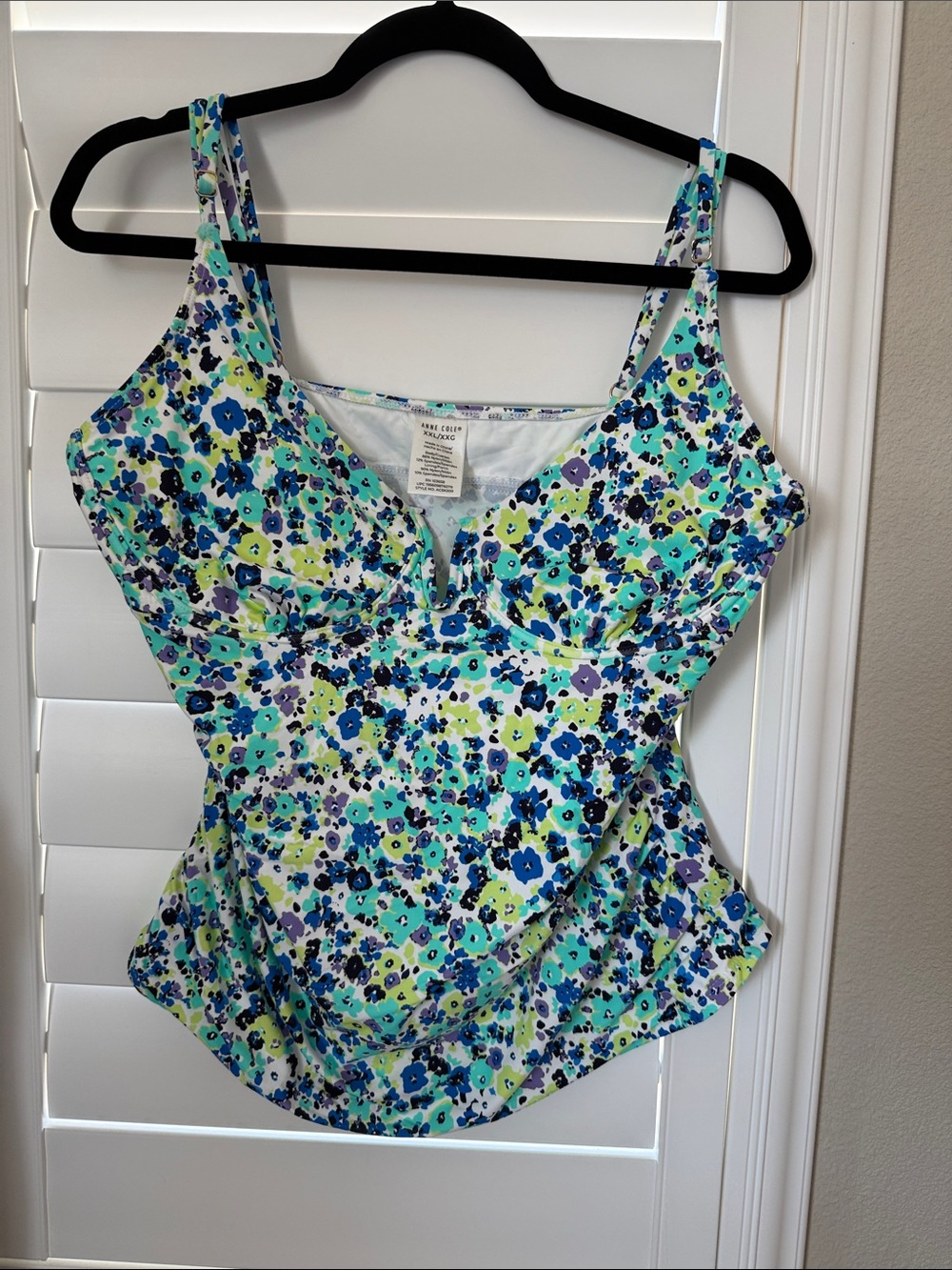 Anne Cole Blue Green Floral Swim Tankini with Support
